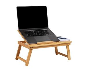 Mind Reader Bali Collection Bureau Portable en Rayonne de Bambou pour Ordinateur Portable avec Dessus inclinable, Pieds pliants, 50 x 30 x 21 cm (L x l x H), Marron