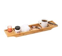 Mind Reader Bali Collection, Luxury Bamboo Bath Caddy, 27.5" L x 5.75" W x 1.75" H, Brown