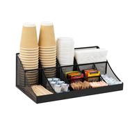 Mind Reader COMORGMESH-BLK Organiseur de comptoir à 11 compartiments pour tasses à café et condiments, maille métallique, 45,4 x 24,1 x 16,8 cm (L x l x H), noir