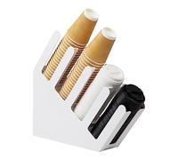 Mind Reader Distributeur de couvercle pour café, tasse à boissons, cuisine, salle de pause, 4 compartiments, acrylique blanc