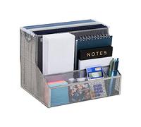 Mind Reader Grand panier de rangement en maille métallique pour documents A4, documents juridiques, dossiers et magazines, organisation de bureau, argenté
