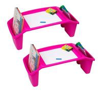 Mind Reader Lot de 2 Bureaux pour Enfants - Plateau d'activité, tiroir, empilable, Portable, en Plastique, 22,25" L x 10,75" l x 8,5" H - Rose