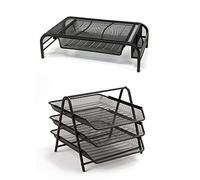 Mind Reader Lot de 2 organiseurs de Bureau, en Acier Inoxydable, Noir