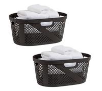 Mind Reader Lot de 2 paniers à linge, capacité de 40 litres, 10 kg, poignées découpées, ventilées, marron