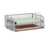 Mind Reader Lot de 2 Porte-Documents empilables à Chargement latéral Argenté