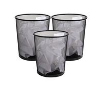 Mind Reader Lot de 3 corbeilles à papier rondes en maille métallique pour bureau, 29 x 29 x 34,9 cm (L x l x H), noir