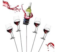 Mind Reader Lot de 5 piquets pour verres à vin et bouteilles de pique-nique, salle à manger en plein air, métal, 8,9 x 8,9 x 48,3 cm (L x l x H), argenté