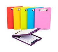 Mind Reader - Lot de 6 porte-documents en plastique, rangement avec ouverture inférieure, clip à profil bas, pour école, bureau, 23,5 x 33 x 2,5 cm