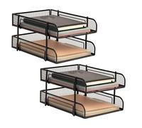 Mind Reader Network Collection Bac à Papier à 2 étages empilable en Maille métallique Noir