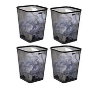 Mind Reader Network Collection, Lot de 4 corbeilles à papier d'une capacité de 14 litres, bord et base solides renforcés, maille métallique, noir