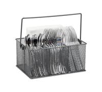 Mind Reader Network Collection Organiseur à ustensiles ou fournitures à 4 compartiments avec poignée, organiseur de comptoir ou de bureau, maille métallique, 25,4 x 17,8 x 12,1 cm (L x l x H), gris