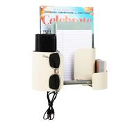 Mind Reader Organisateur d'accessoires à suspendre, étagère murale adhésive avec crochets pour la maison, le bureau, le dortoir ou la salle de bain, métal, brun clair