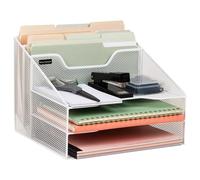 Mind Reader Organisateur de bureau vertical en maille métallique - 31,8 x 29,2 x 24,1 cm (L x l x H) - Blanc