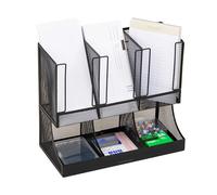 Mind Reader Organisateur de rangement vertical à 6 compartiments pour café, condiments et tasses, maille métallique noire