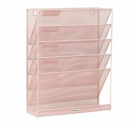 Mind Reader Organiseur de bureau, support mural, bureau, maille métallique, 32,4 x 10,2 x 40,6 cm (L x l x H), rose 6 pièces, 5 niveaux