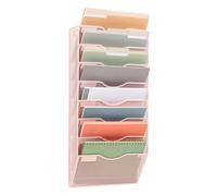 Mind Reader Organiseur de fichiers mural, porte-documents à 8 poches, support mural de bureau, maille métallique, rose