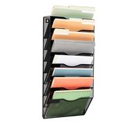 Mind Reader Organiseur mural de fichiers, porte-documents à 8 poches, support mural de bureau, maille métallique, noir