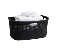 Mind Reader Panier à linge 40 L, panier à linge, en osier, plastique, 58,4 x 36,8 x 27,9 cm (L x l x H), noir