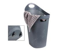 Mind Reader Panier à linge à roulettes ventilé avec poignées découpées, bac à linge léger, rangement de vêtements sales, plastique, capacité de 60 L, gris