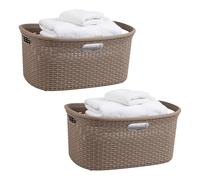 Mind Reader Panier à linge, capacité de 40 litres, poignées découpées, ventilé, lot de 2, brun clair