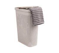 Mind Reader Panier à linge fin de 40 litres, panier à linge avec poignées découpées, bac à linge, rangement de vêtements sales, salle de bain, chambre, placard, ivoire