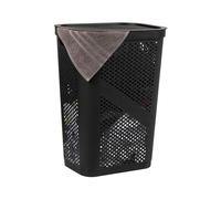 Mind Reader Panier à linge fin de 60 L, panier à vêtements, couvercle, ventilé, plastique, 44 x 35 x 59 cm (L x l x H), noir
