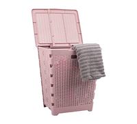 Mind Reader Panier à linge pliable, capacité de 61 litres, poignées découpées, couvercle à charnière attaché, ventilé, 36,8 x 45,7 x 54,5 cm (L x l x H), rose