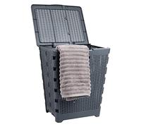 Mind Reader Panier à linge pliable de 61 litres avec poignées découpées, bac à linge, rangement de vêtements sales pour salle de bain, chambre à coucher, placard, gris