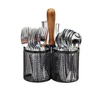 Mind Reader Porte-ustensiles, organiseur d'argenterie, porte-couverts, cuisine, maille métallique, 19,1 x 19,1 x 24,8 cm (L x l x H), noir