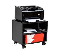 Mind Reader Rolling Printer Cart, Utility Cart, Printer Stand, Under Desk Storage, Office, MDF, 16" L x 12" W x 13.75" H, Black