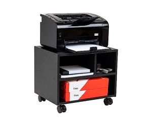 Mind Reader Rolling Printer Cart, Utility Cart, Printer Stand, Under Desk Storage, Office, MDF, 16" L x 12" W x 13.75" H, Black