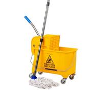 Mind Reader Seau avec essoreuse et serpillère, 22 litres, Nettoyage du Sol, Roues, 41,3 cm (L) x 27,3 cm (l) x 62,2 cm (H), Jaune