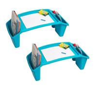 Mind Reader Sprout Collection Lot de 2 Bureaux Portables, Plateau de Petit-déjeuner, Bureau pour Ordinateur Portable, Poches de Rangement latérales avec 3 Compartiments pour Jouets, Livres, Jeux et