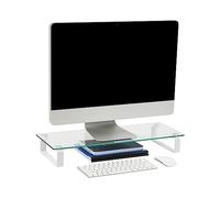 Mind Reader, Support de moniteur de bureau pour ordinateur, ordinateur portable, bureau, iMac, Dell, HP, transparent, petit support en verre, 55,9 cm de large x 20,3 cm de long x 7,6 cm de haut