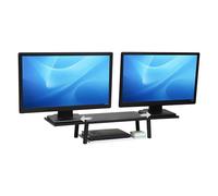 Mind Reader Support de moniteur extensible, rehausseur de bureau réglable pour deux écrans, imprimantes, ordinateurs portables, TV, 80 à 101,6 cm de largeur, capacité de 40 kg, métal et bois MDF, noir