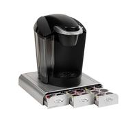 Mind Reader TRAY6-SIL Tiroir à 3 portions simples, capacité de 36 dosettes, organiseur de comptoir, base de machine à café, 31,1 cm (L) x 34,3 cm (l) x 6,3 cm (H), plastique, argenté