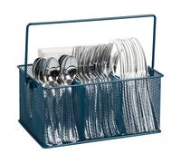 Mind Reader Utensil Holder, Silverware Organizer, Caddy, Cutlery Holder, Kitchen, Metal Mesh, 10"L x 7"W x 4.75"H, Turquoise