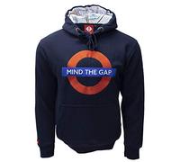 Mind The Gap Logo Marine Brodé Capuche (avec Tube-Map Inside The Hood) - Bleu Marine, XL