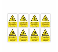 Mind The Step Lot de 8 autocollants en vinyle amovibles et effaçables pour intérieur ou extérieur Finition brillante 35 x 55 mm
