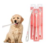 MIND UP Lot de 3 brosses à dents pour chien avec manche coudé à 15 °, tête plate pour un brossage facile, brosse à dents pour animal domestique pour soins quotidiens des dents de chien, fabriqué au