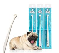MIND UP Lot de 3 brosses à dents pour chien avec micro tête, poignée coudée à 15° pour chiens de très petite taille, brosse à dents pour les dents du dos et les zones difficiles à atteindre