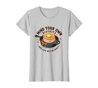 Mind Your Own Biscuits Décoration Murale Amusante pour Petit déjeuner T-Shirt, Femme, Argent, M