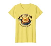 Mind Your Own Biscuits Décoration Murale Amusante pour Petit déjeuner T-Shirt, Femme, Citron, XL