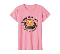 Mind Your Own Biscuits Décoration Murale Amusante pour Petit déjeuner T-Shirt, Femme, Rose, XL