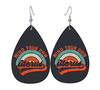 Mind Your Own Uterus Pro Choice Boucles d'oreilles en cuir pour les droits des femmes féministes pour femmes Dangle Boucle d'oreille Pendentif avec crochet Cadeaux pour fille adulte