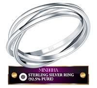 MINDDHA Bagues en argent sterling plaqué or blanc - Bagues entrelacées en argent - Bague triple rangée - Bague à cinq rangées - Cadeau de Noël, Saint-Valentin, anniversaire, fête des mères, cadeau de