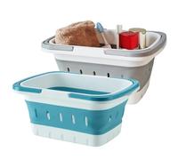 MINDFARGE Lot de 2 paniers de bain portables et pliables en plastique avec poignée, perforés, organiseur de salle de bain de voyage pour chambre, salle de bain, douche, dortoir, camping et camping-car