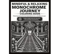 MINDFUL AND RELAXING MONOCHROME JOURNEY COLORING BOOK: X-Mark Guides Not Included 50 Cozy House Interiors Detailed Illustrations for a Stress Relief ... & White Monochrome Art for a Relaxing Escape
