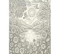 Mindful Moments: Nature Scenes Coloring Book: Relax and Unwind with Beautiful Nature-Inspired Art to Color