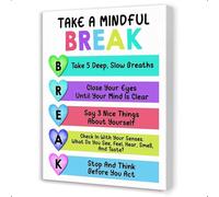 Mindfulness Corner Wall-Art - Calming Corner Canvas with Take a Mindful Break Quote, Motivational Decor for Preschool, Counseling Office, Focus & Relax Space (Framed,16x24inch(40x60cm))